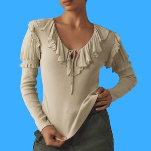 by Anthropologie Long Sleeve Ruffle Top